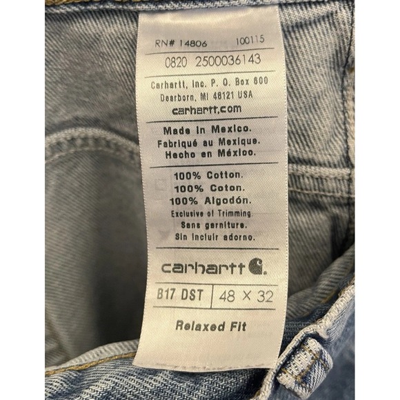 Carhartt B17 DST Light Wash Relaxed Fit Straight Leg Denim Men Blue Jeans 48x32 - Picture 5 of 8